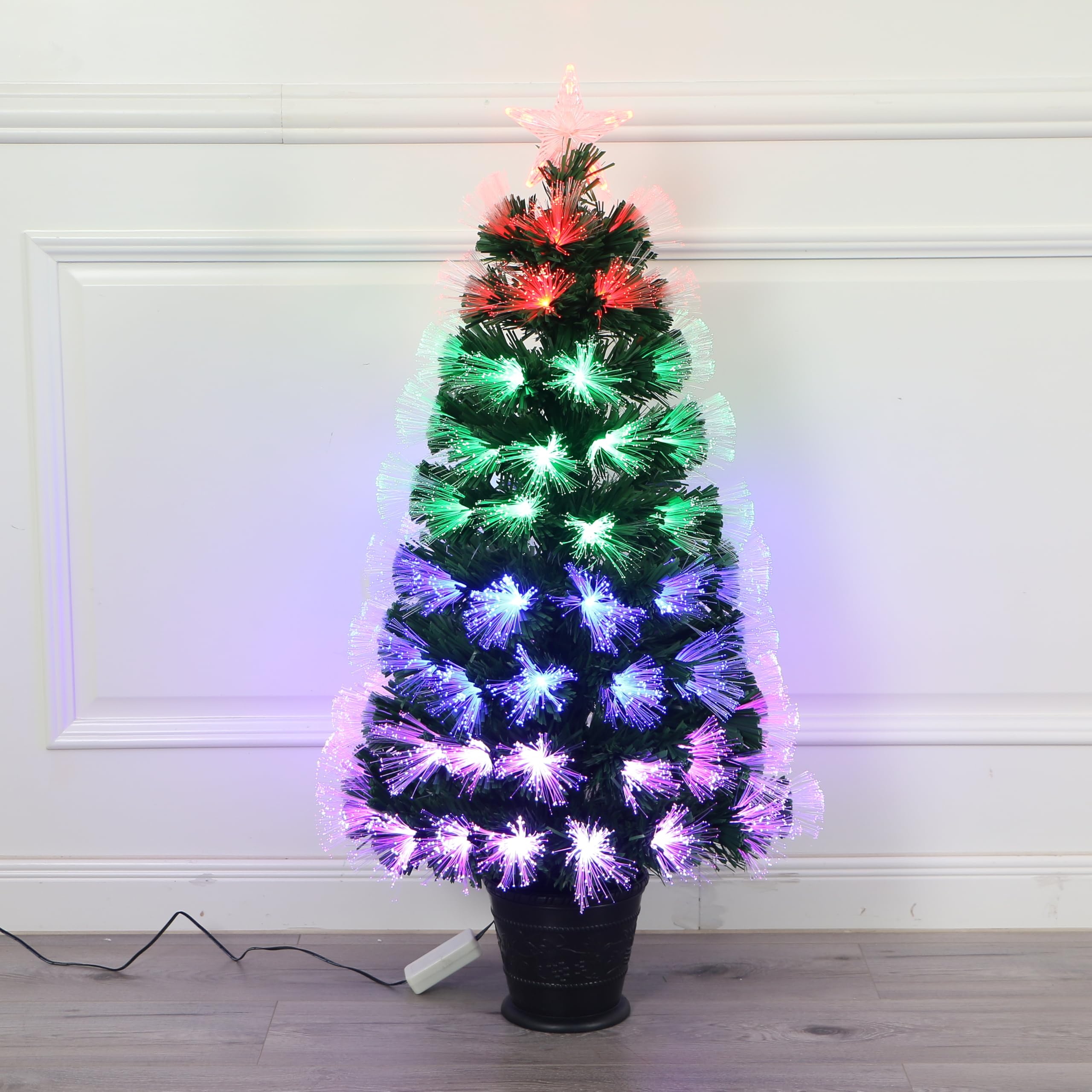 Remote Control RGB LED Pre-Lit Artificial Christmas Tree with Star Topper