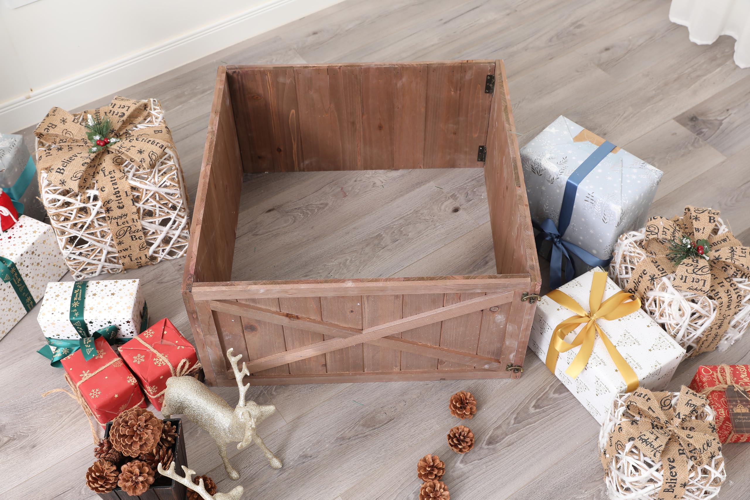 X Wooden Box Christmas Tree Collar