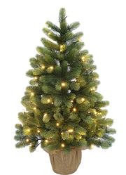 3 Foot The Most Realistic Tabletop Little Spruce Christmas Tree with LED Lights