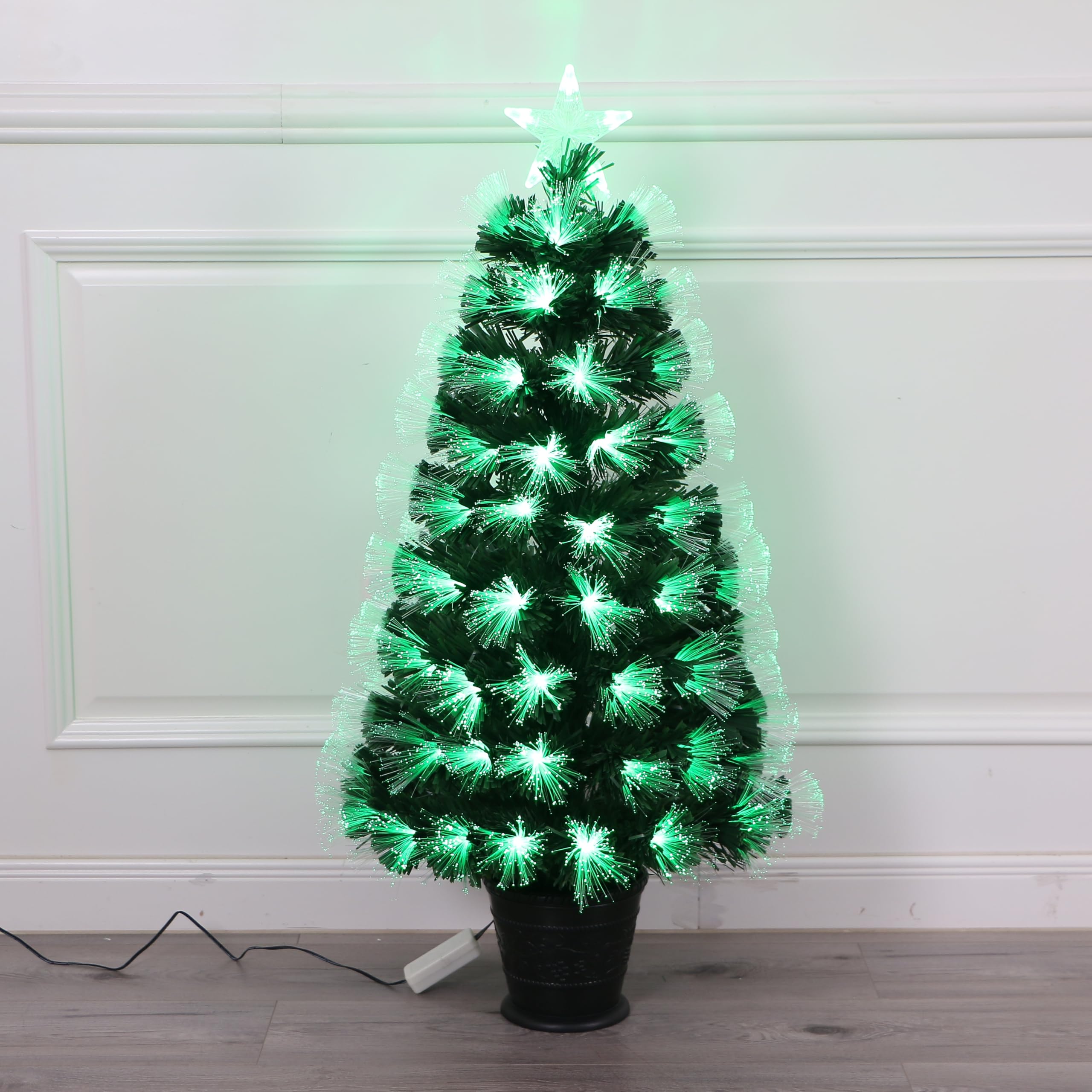 Remote Control RGB LED Pre-Lit Artificial Christmas Tree with Star Topper