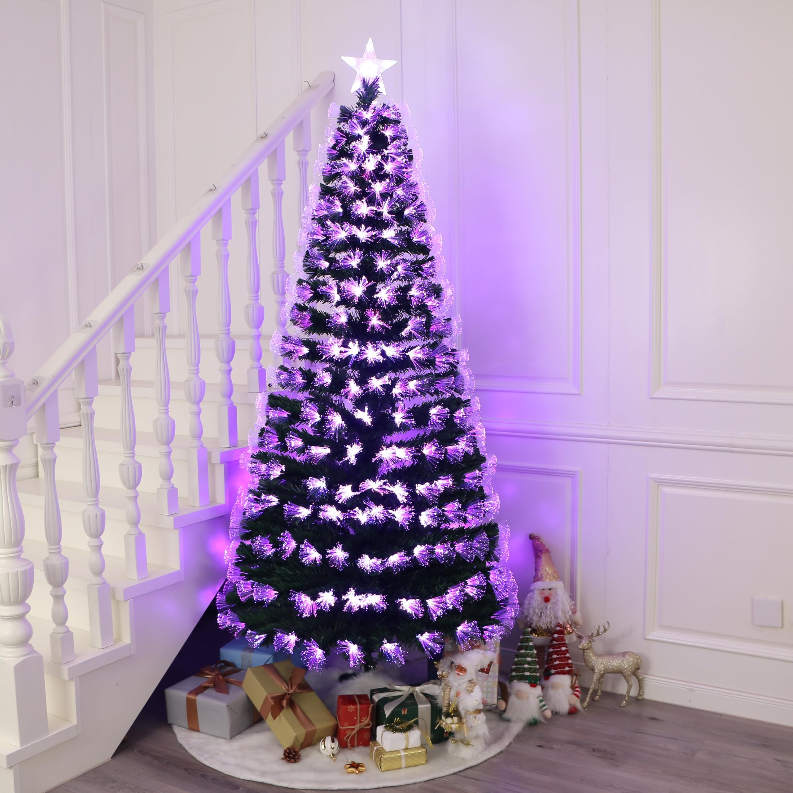 Remote Control RGB LED Pre-Lit Artificial Christmas Tree with Star Topper