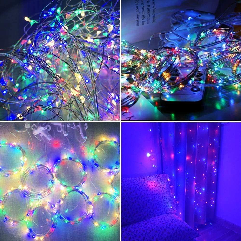 200 LED Diamond Curtain String Light with Remote Control
