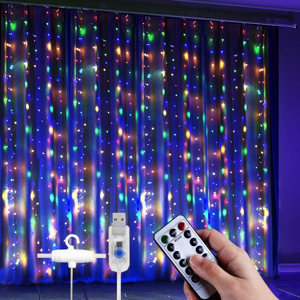 200 LED Diamond Curtain String Light with Remote Control