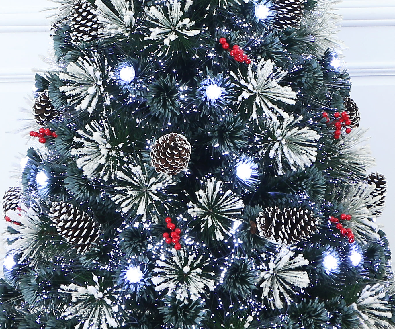 Snowy White Pine Pre-lit Flocked Fiber Optic Christmas Tree