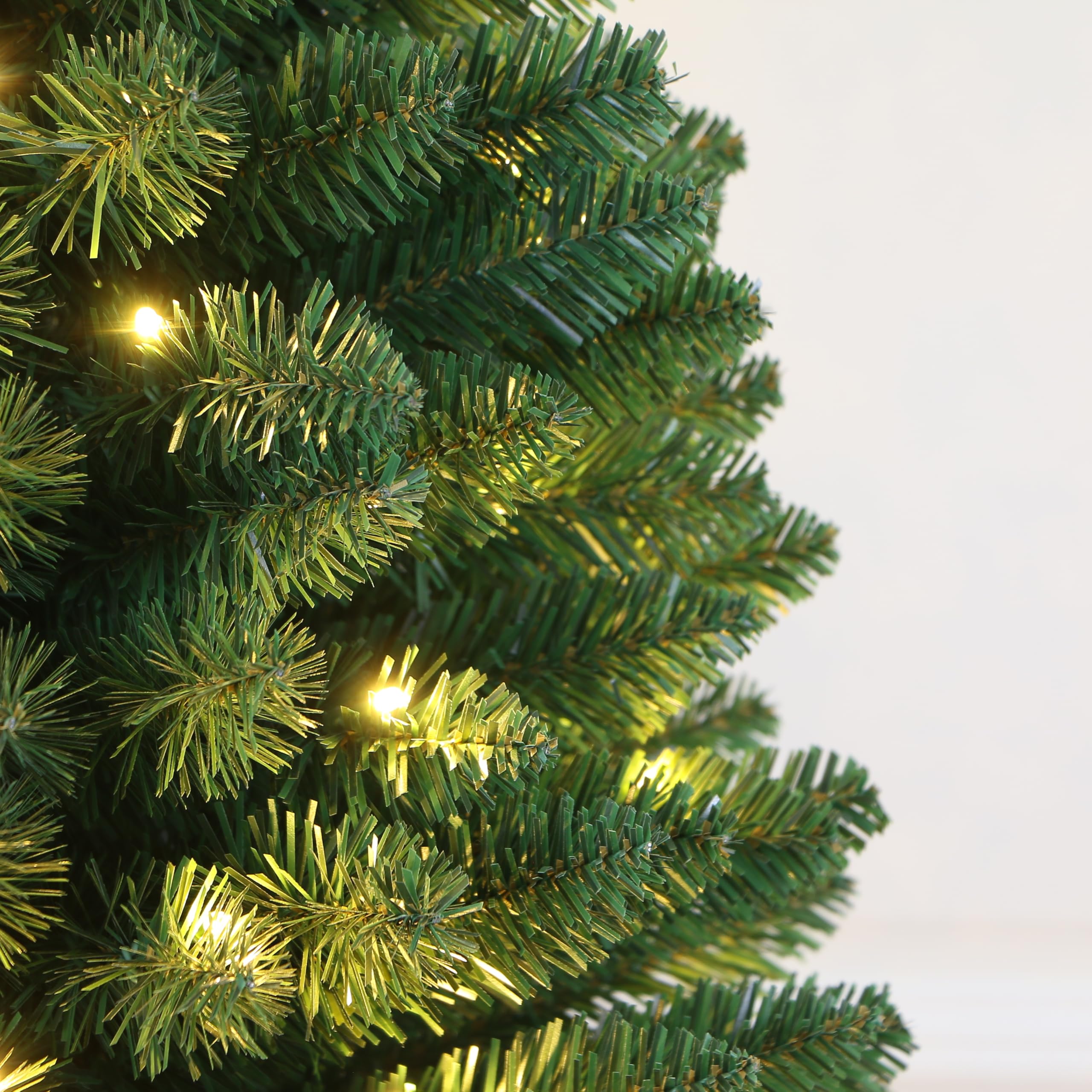 Classic Green Pine Pencil Christmas Tree Pre-lit with Warm White LED Lights