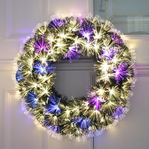 Firework Automatic Color Changing LED Fiber Optic Christmas Wreath