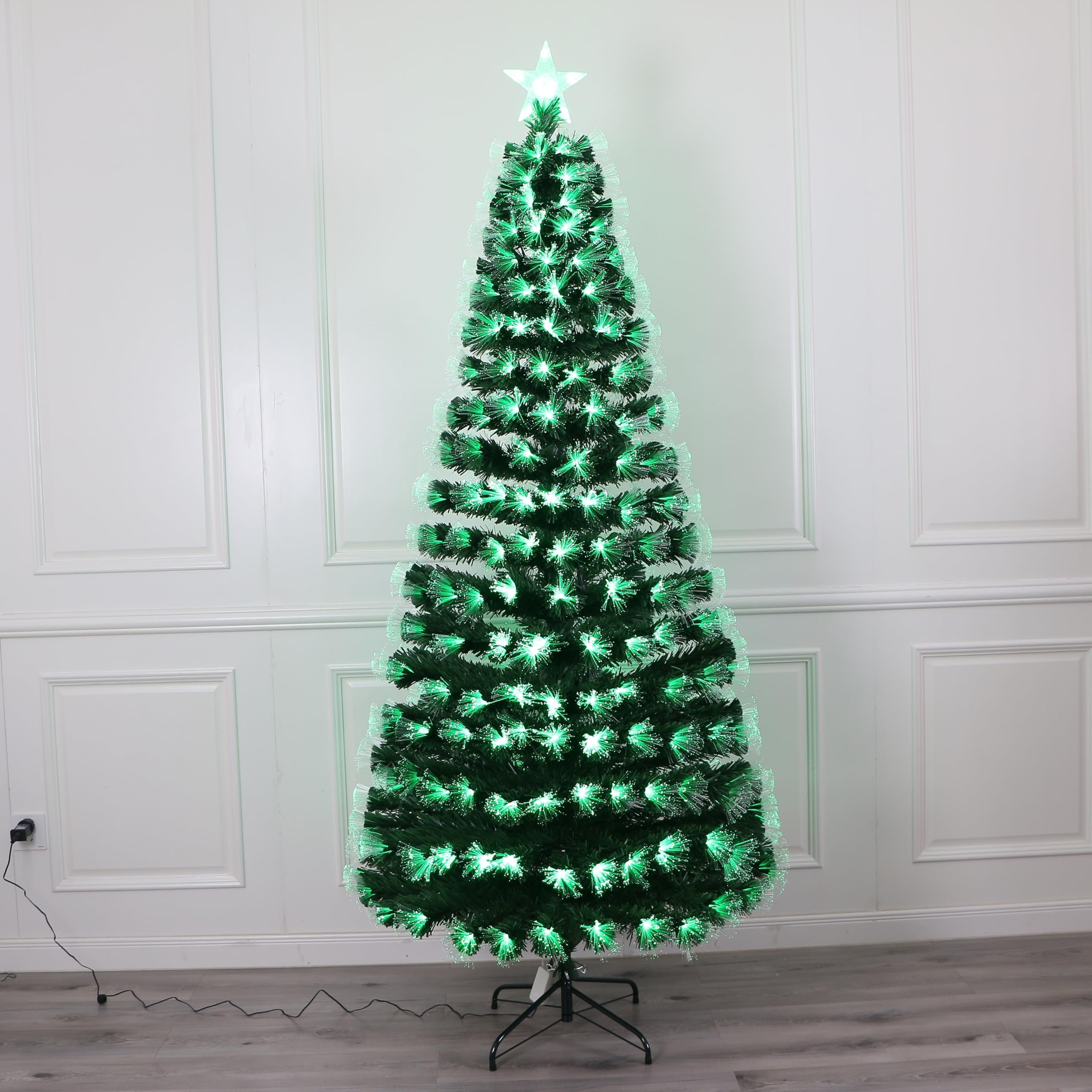 Remote Control RGB LED Pre-Lit Artificial Christmas Tree with Star Topper