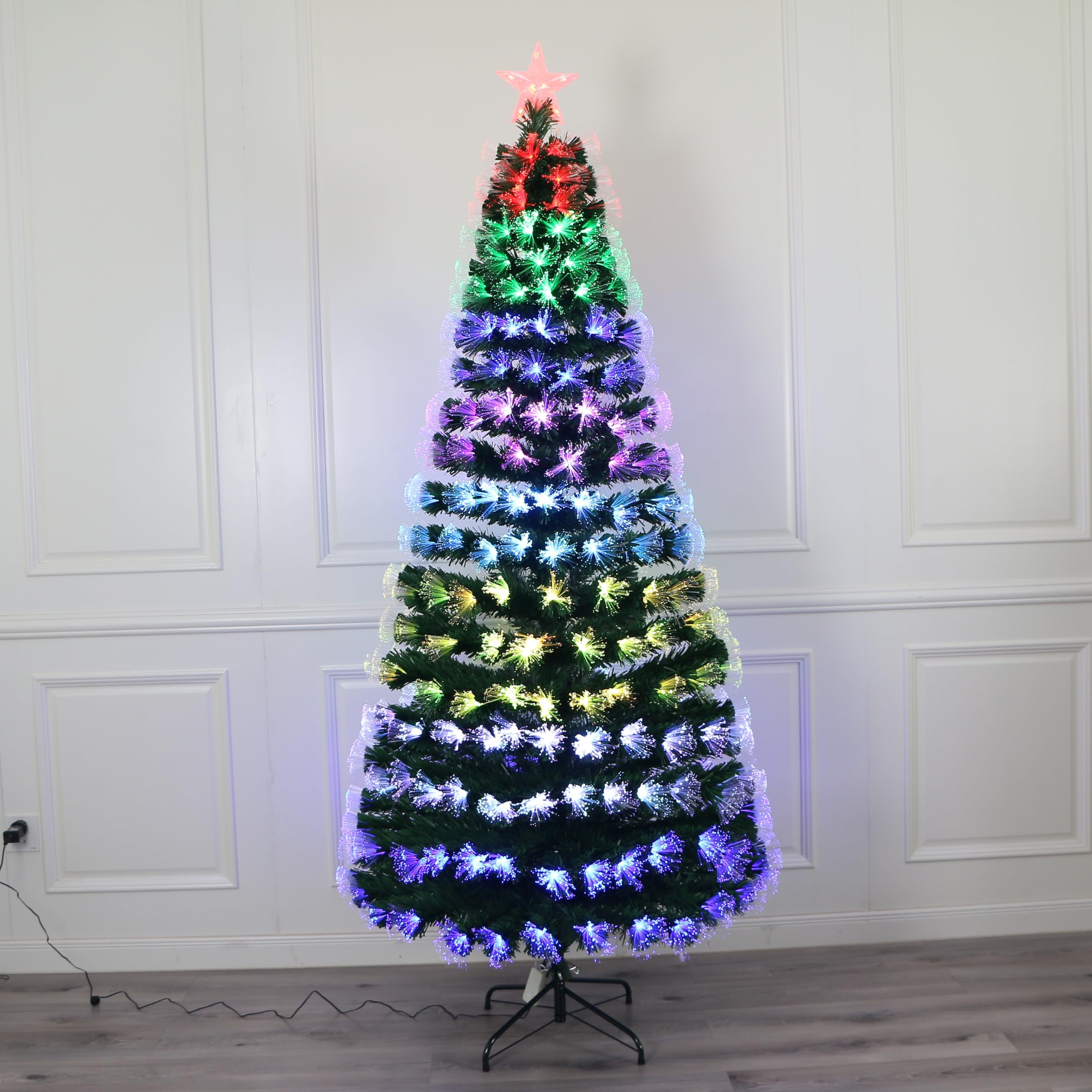 Remote Control RGB LED Pre-Lit Artificial Christmas Tree with Star Topper