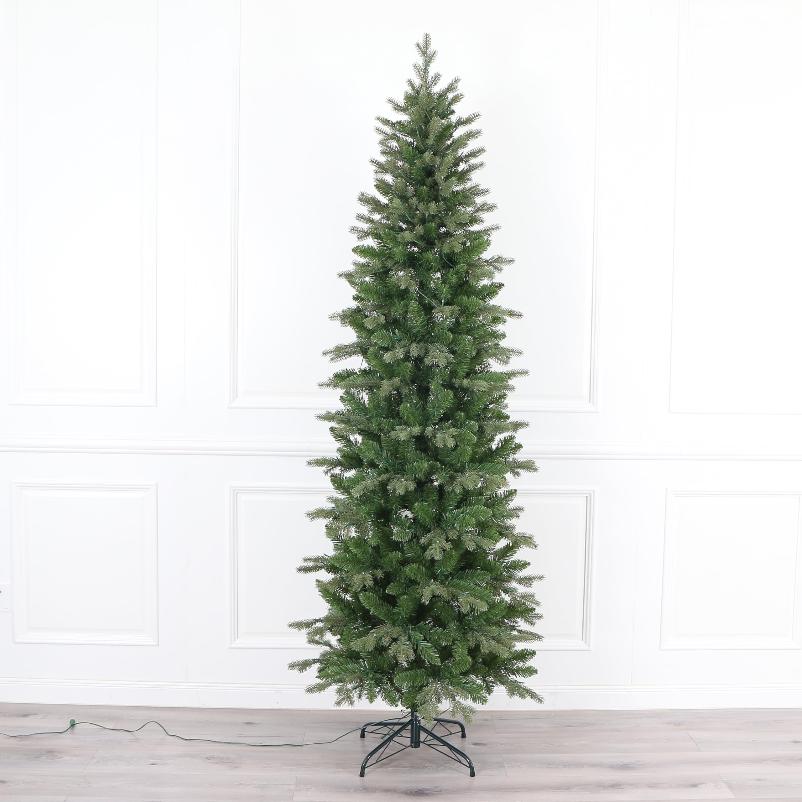 Realistic Slim Fraser Fir Pre-lit Christmas Tree, Warm White Lights