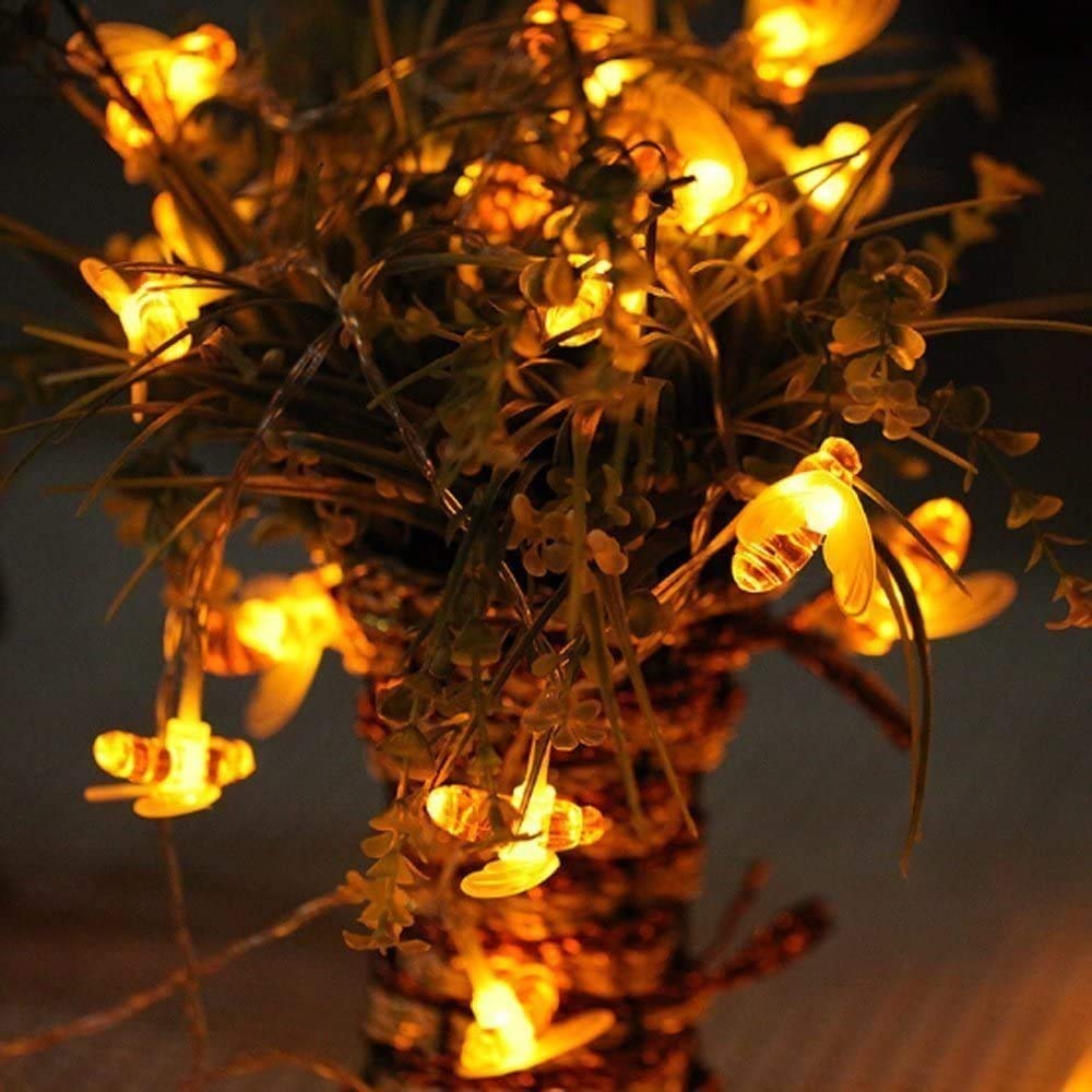 Remote Control Big Solar Power 60 LED Cute Bumblebee String Lights