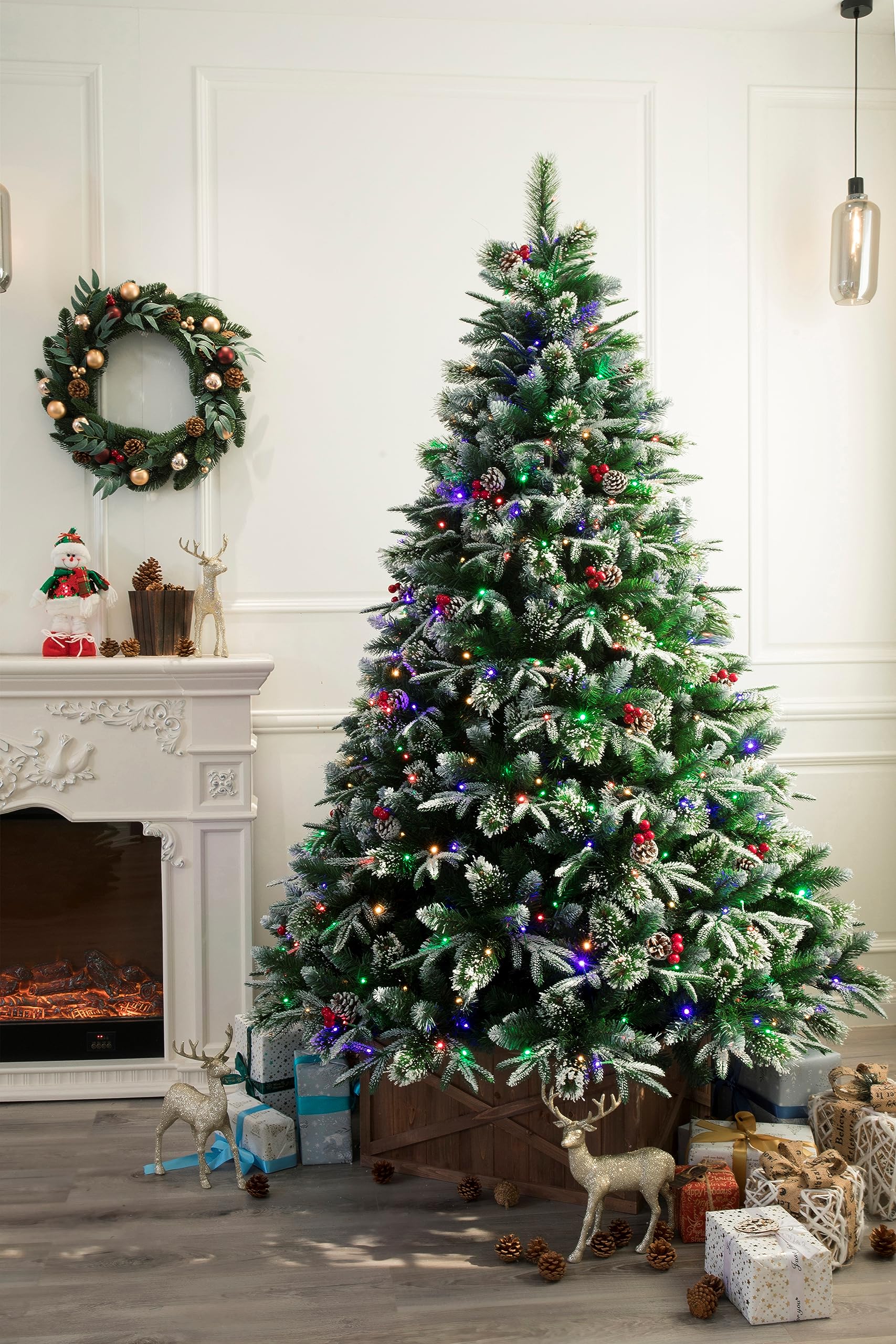 Super Full Flocked Pine Christmas Tree