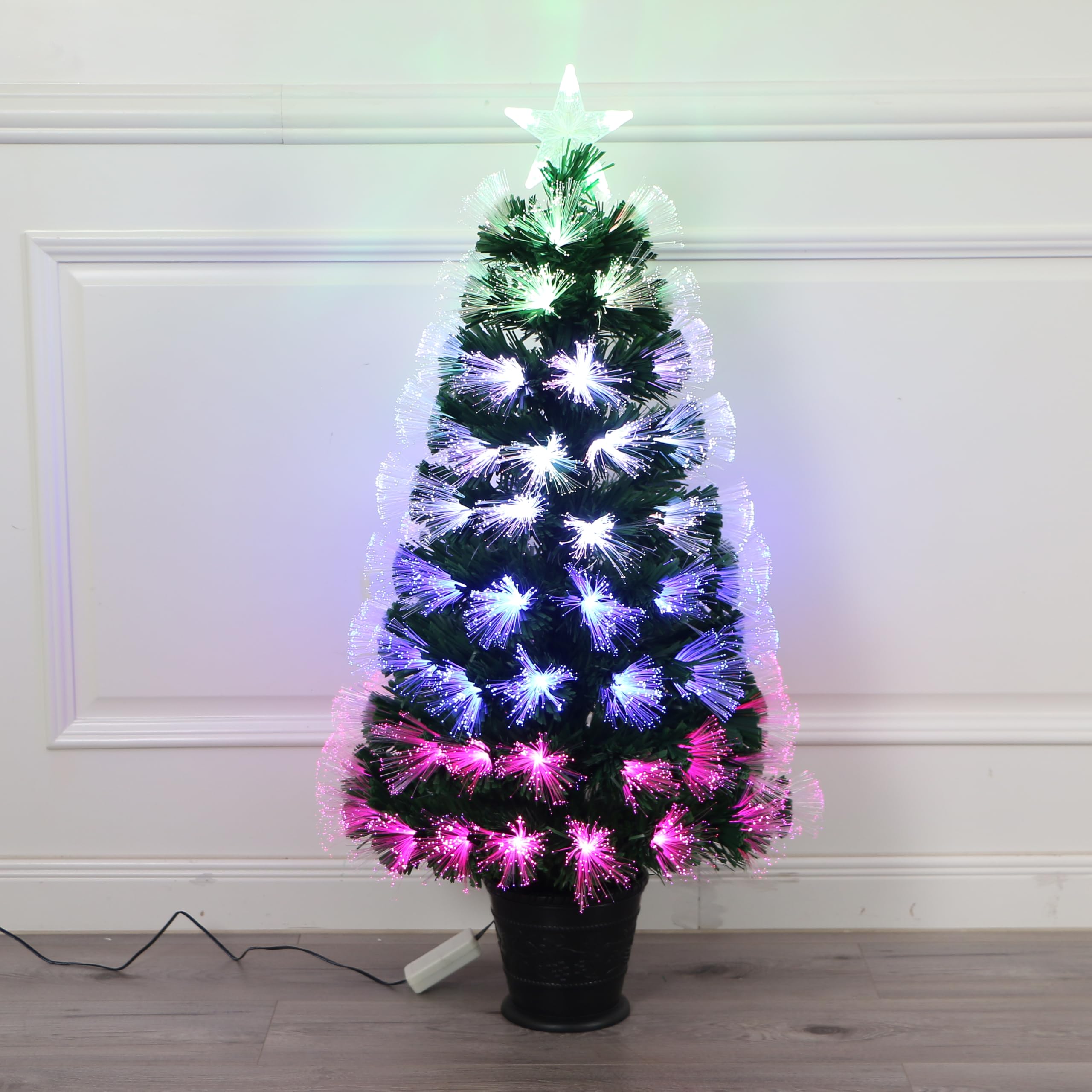 Remote Control RGB LED Pre-Lit Artificial Christmas Tree with Star Topper