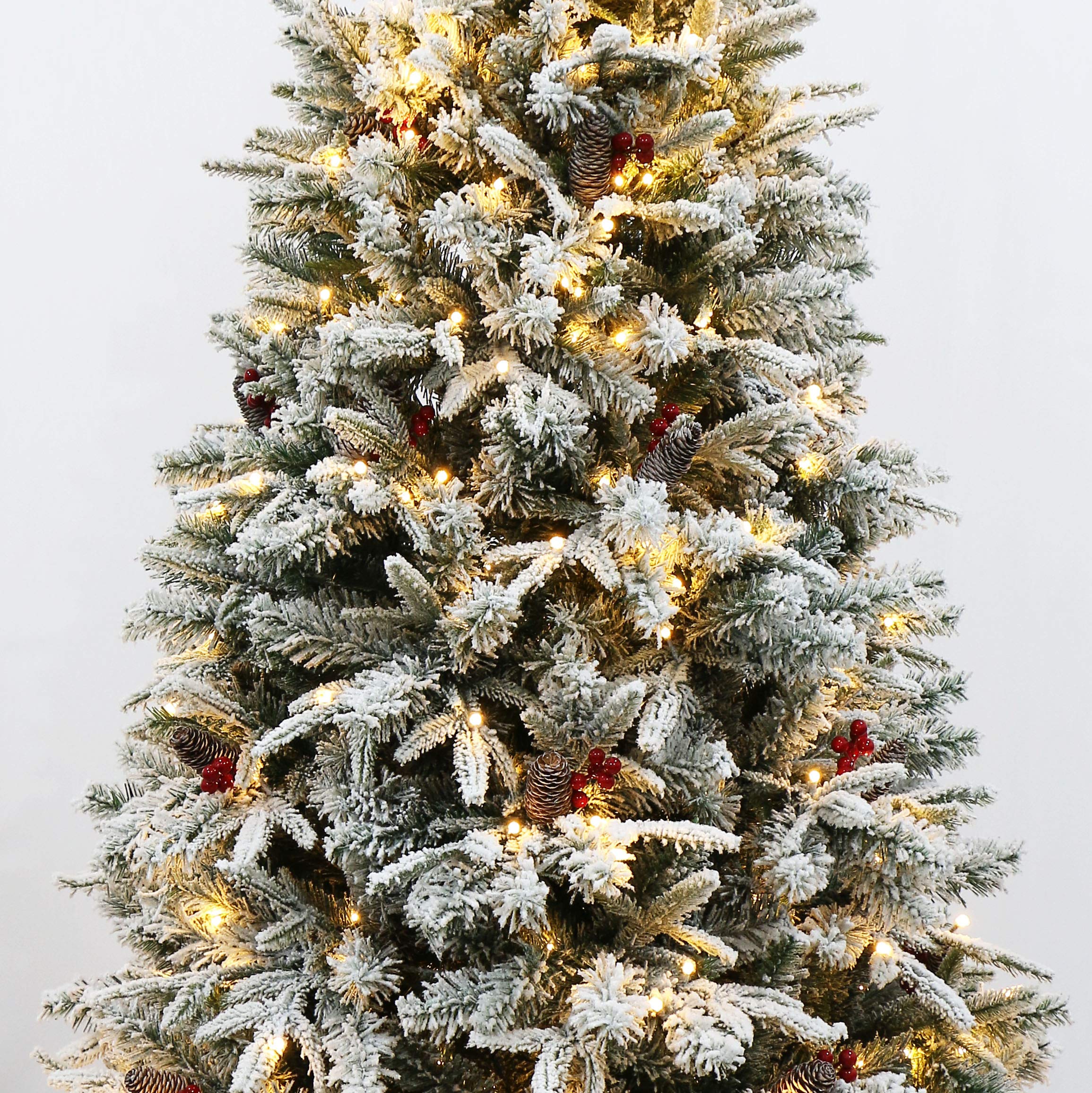 Flocked Green Balsam Fir Christmas Tree Pre-lit