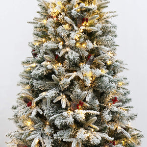 Flocked Green Balsam Fir Christmas Tree Pre-lit