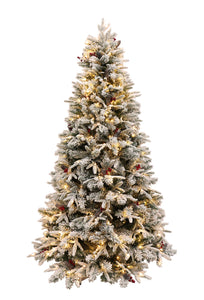 Flocked Green Balsam Fir Christmas Tree Pre-lit