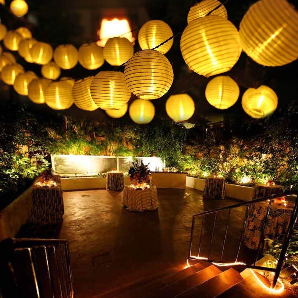 Solar Power Waterproof Lantern String Lights (Yellow)
