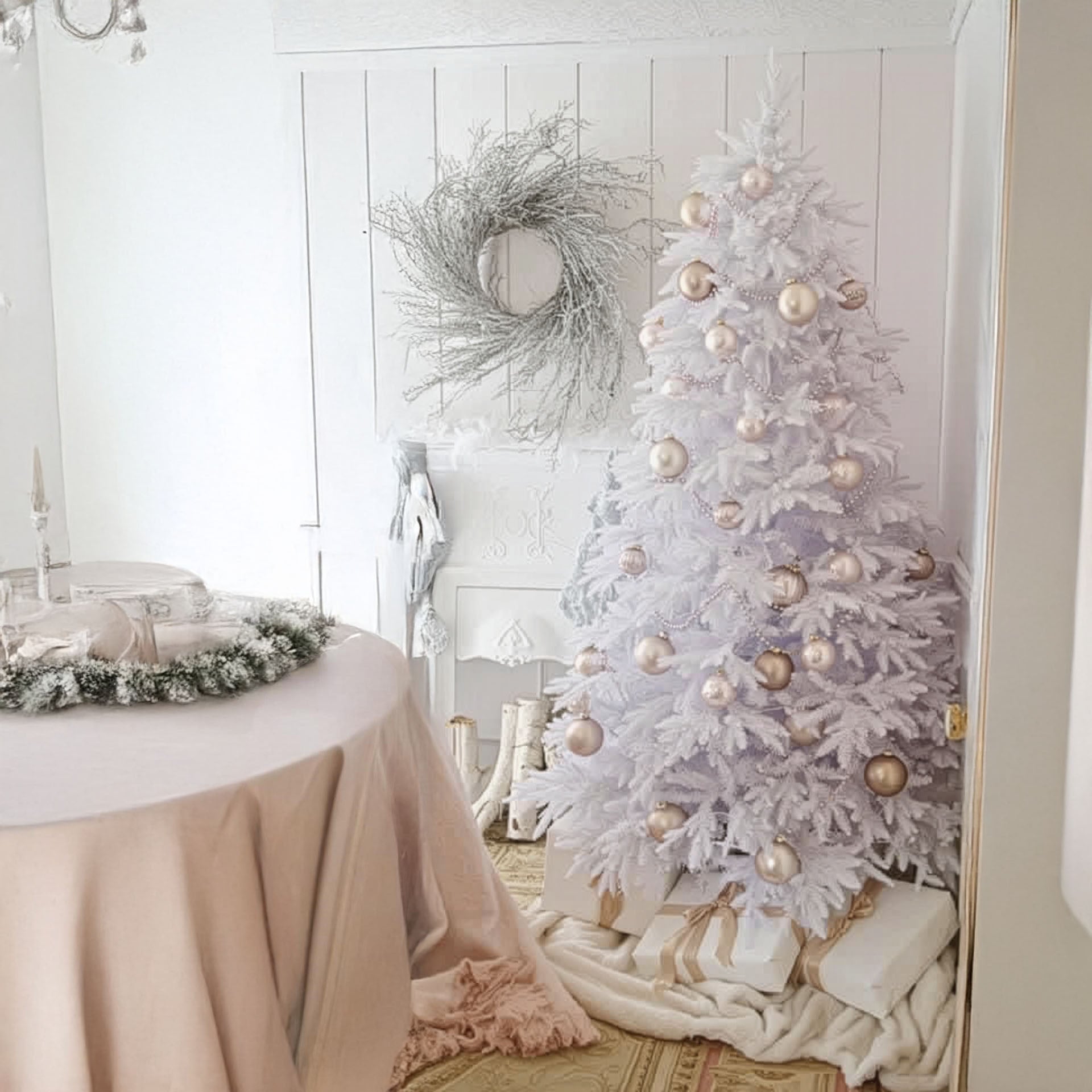 Sparkle White Christmas Tree with LED Light Full Shape