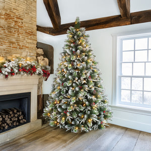 Super Full Flocked Pine Christmas Tree Unlit