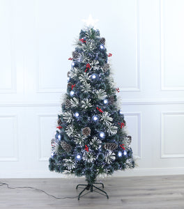 Snowy White Pine Pre-lit Flocked Fiber Optic Christmas Tree