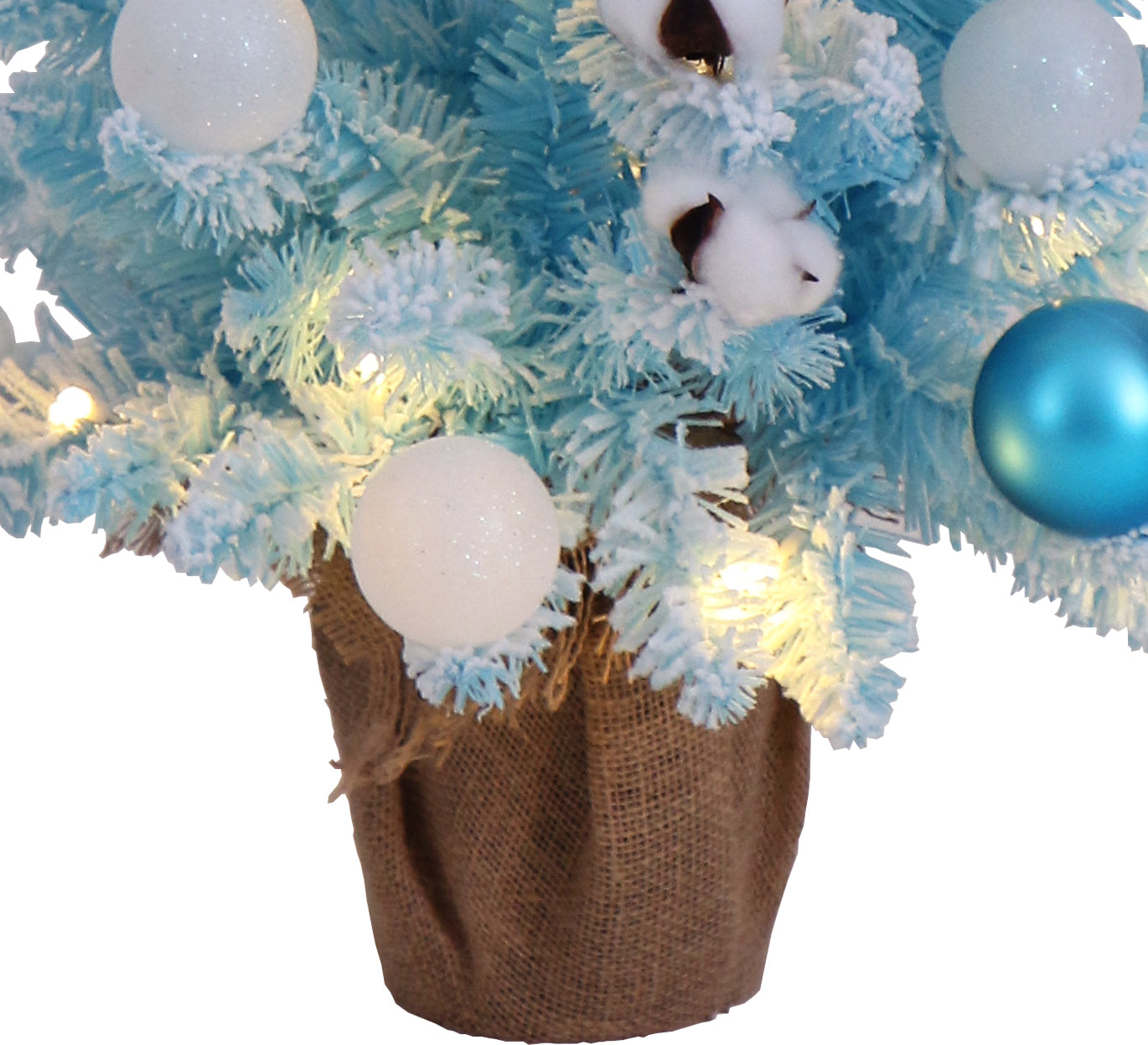 2Ft Little Potted Blue Tabletop Christmas Tree Pre-lit (Blue, 24in)