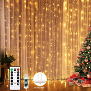 200 LED Diamond Curtain String Light with Remote Control
