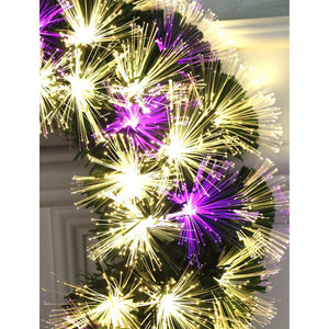 24'' Color Changing LED Fiber Optic Christmas Wreath (White Multi Color, 24in.)