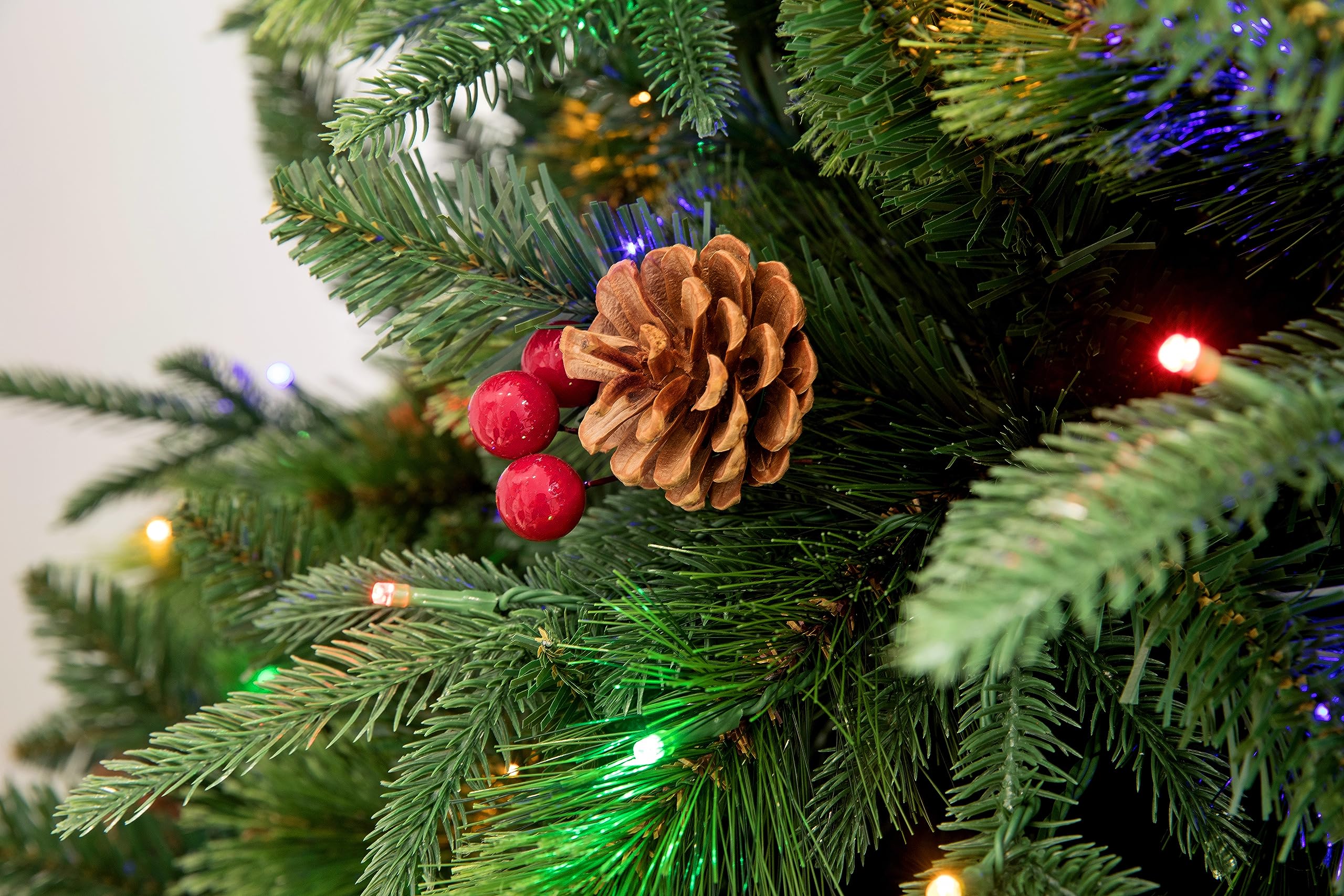 True Nature Beauty Realistic Pine Christmas Tree Pre-lit with Dual LED Lights