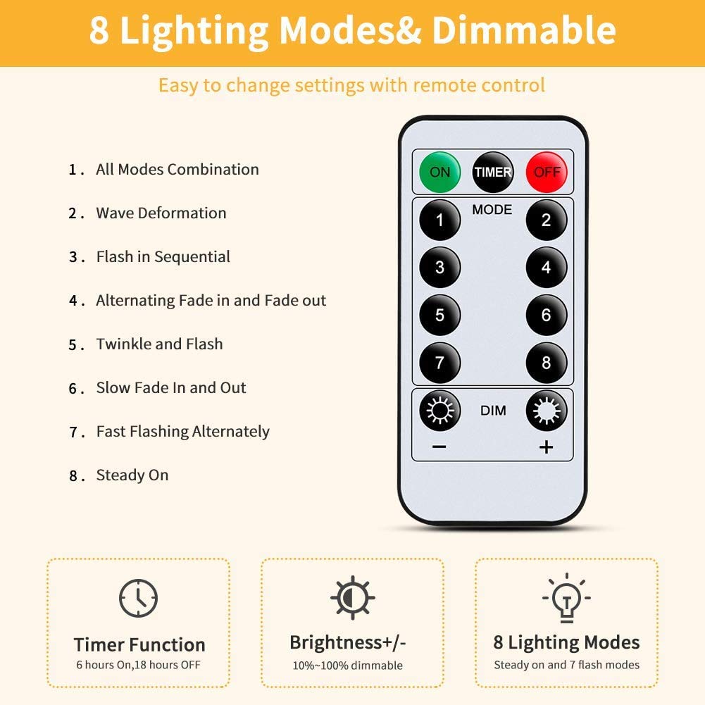 200 LED Diamond Curtain String Light with Remote Control