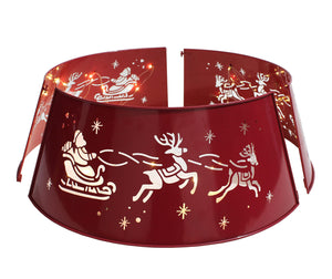 Metal Merry Christmas Tree Collar with Lights